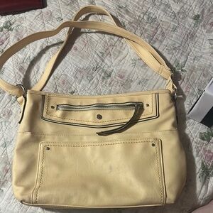 Cream Leather Shoulder Bag